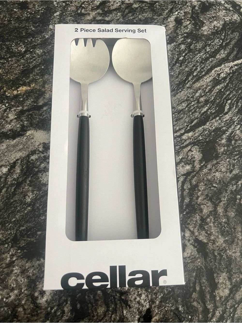Macy's Cellar Black and Silver 2-Piece Salad Serving Set